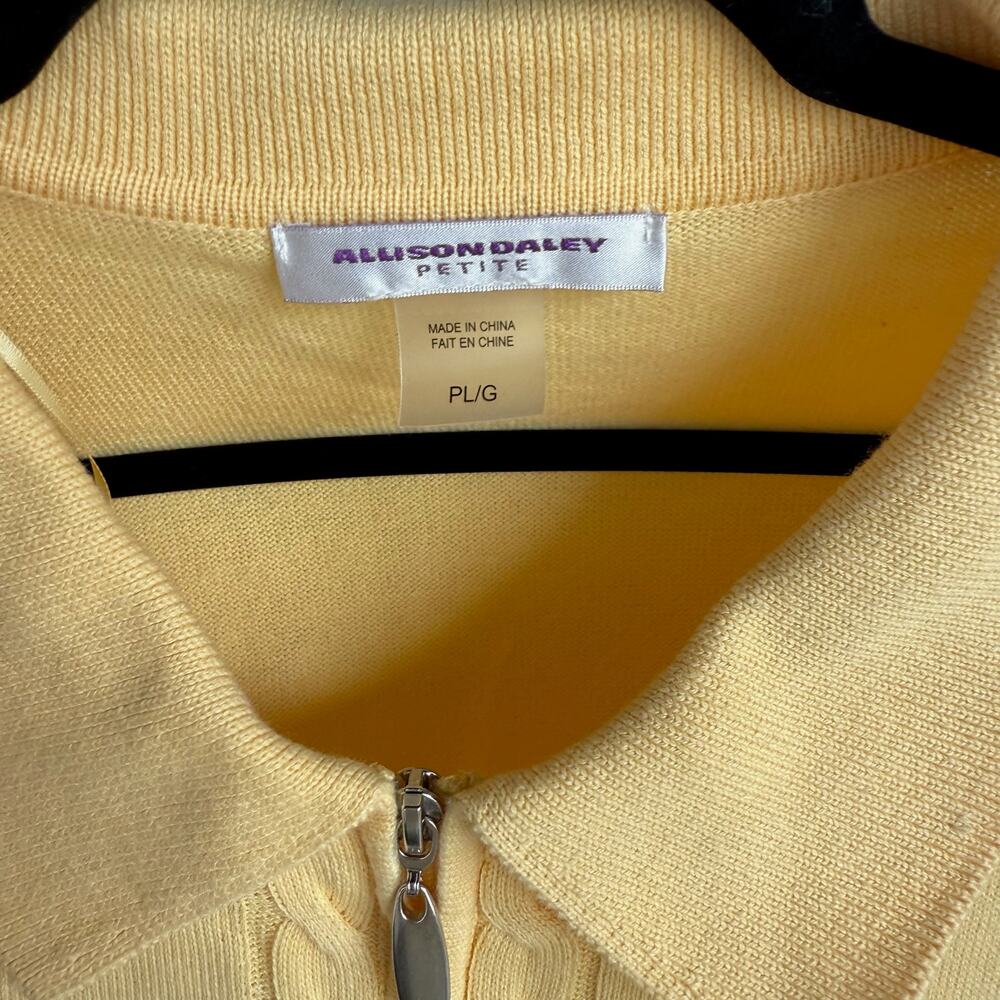 Vintage Cardigan Sweater Butter Yellow Cable Knit Front Zip Petite Womens L‎ - Picture 4 of 6